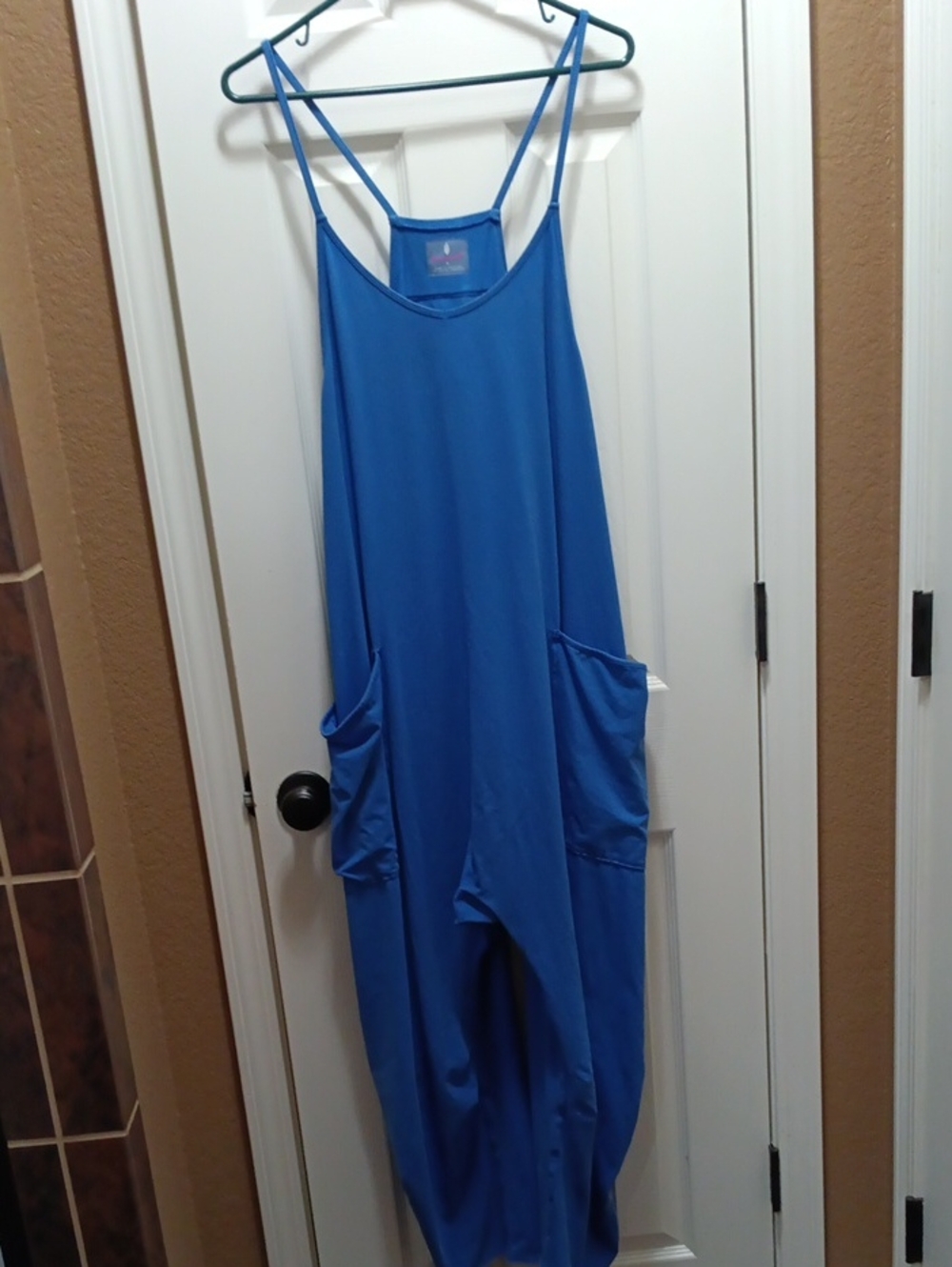 FP Movement by Free People Cobalt Blue Spaghetti-Strap Pocket Jumpsuit